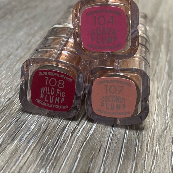 LOréal Lipstick Bundle 104 Guava Plump 108 Wild Fig Plump  107 Coconut Plump - Picture 2 of 11